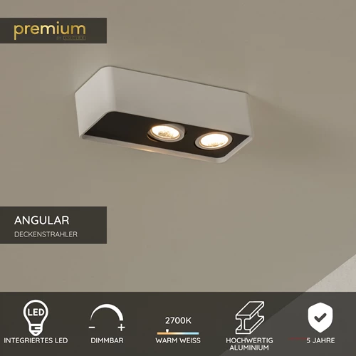 Lucide ANGULAR - Deckenstrahler - LED Dim. - 2x5W 2700K - Weiß | Premium - USP